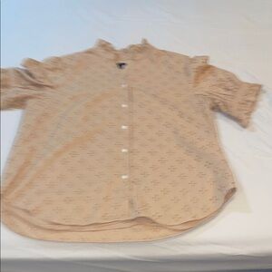 Ann Taylor, eyelet khaki blouse , not see through, lined , XXL